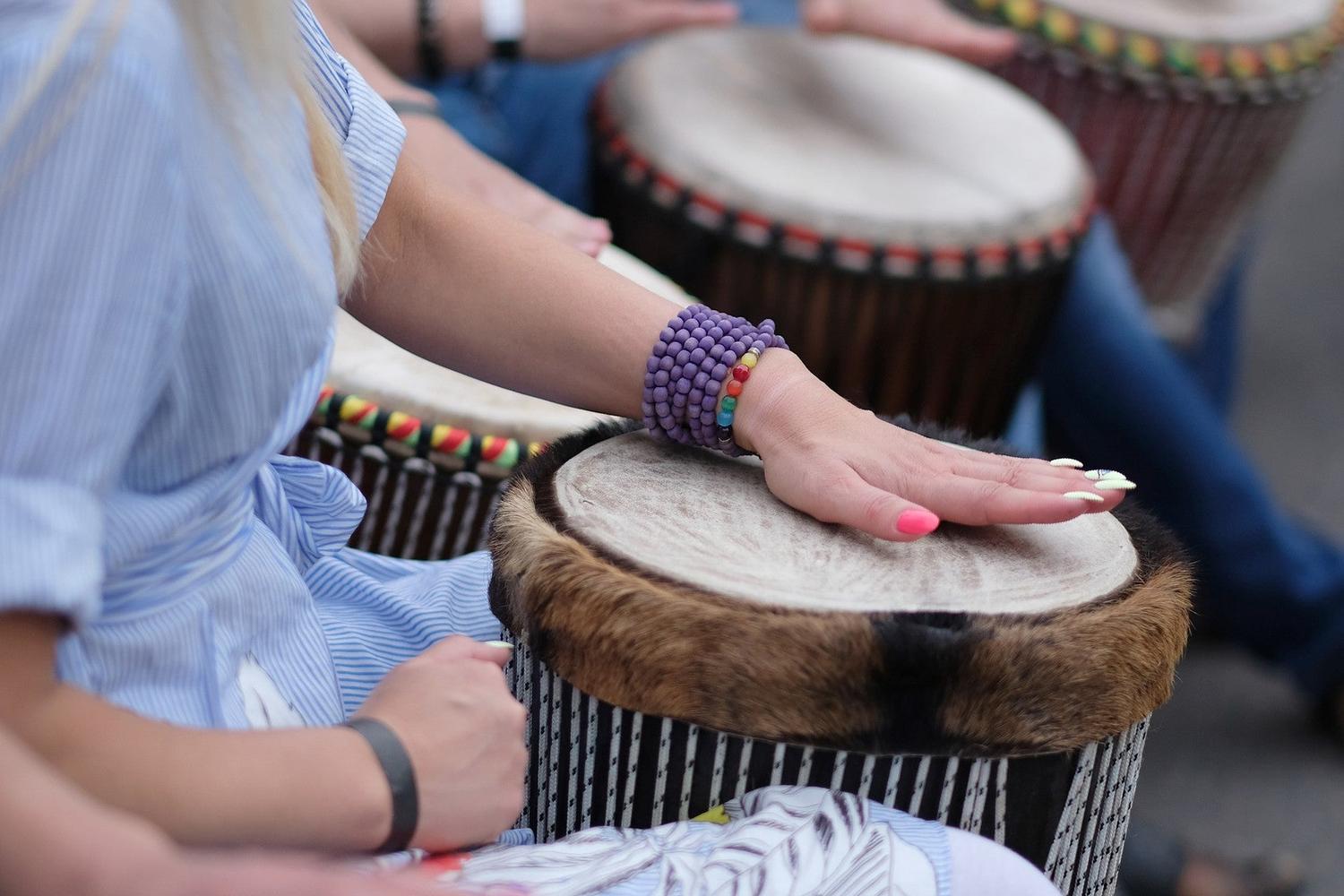 African Djembe Drum Lesson in the Park 4