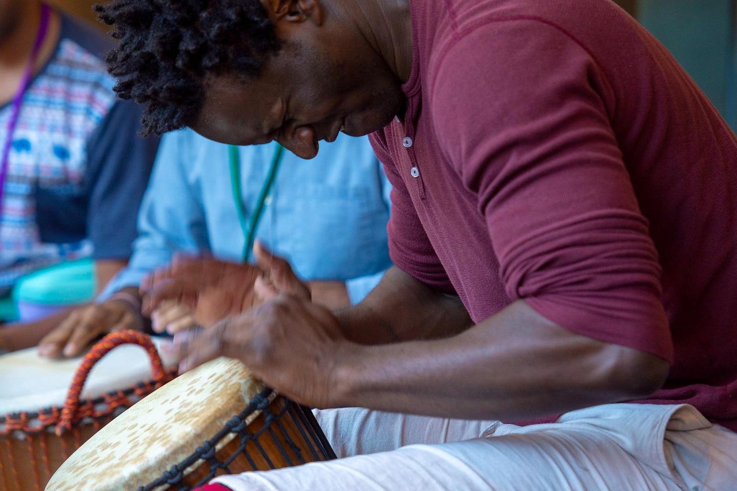 African Djembe Drum Lesson in the Park 1